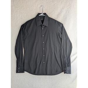 Hugo Boss Dress Shirt Mens 16.5 36/37 Button Up Black Long Sleeve 100% Cotton